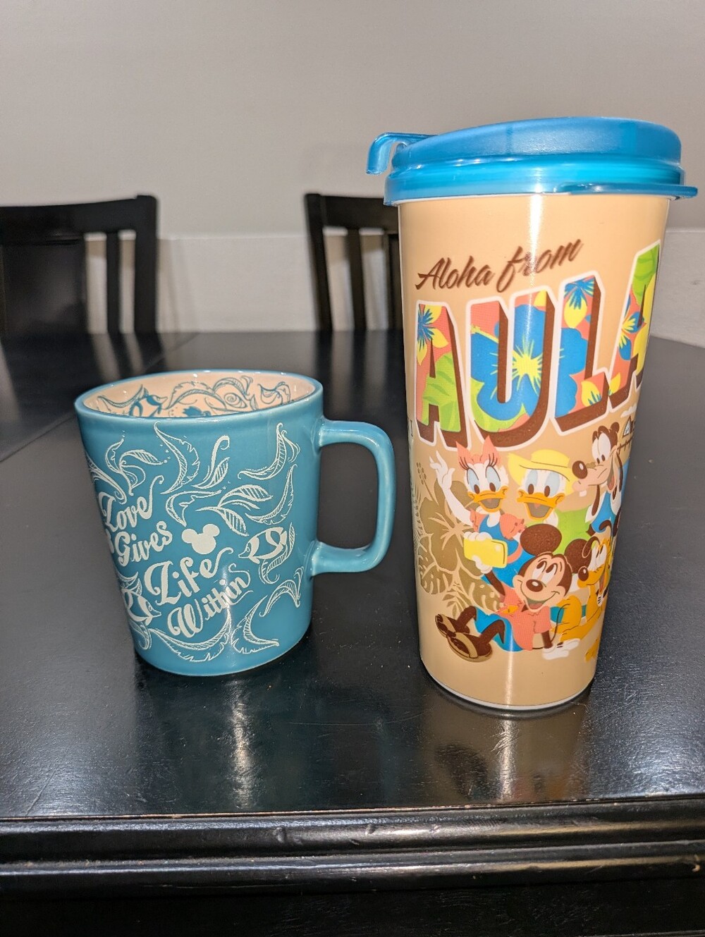 Rare Disney Aulani Chalkboard Collection Coffee Mug (flaw)& Refillable Tumbler